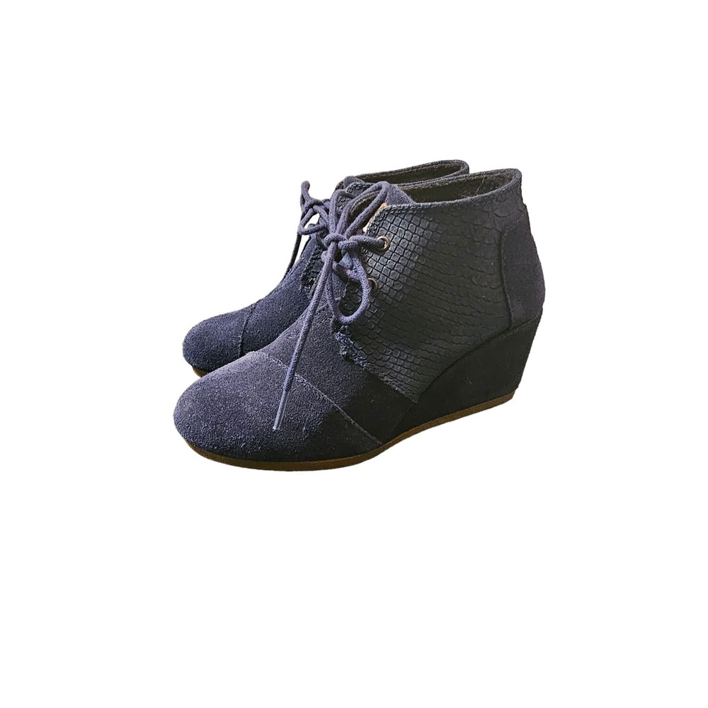 Toms blue suade wedge shoes size 5.5
